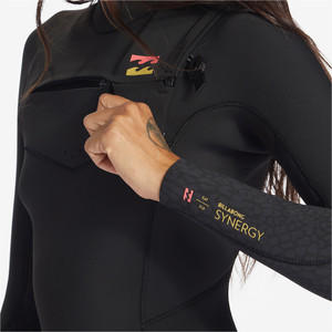 2023 Billabong Feminino Synergy 5/4mm Chest Zip Wetsuit ABJW100131 - Wild Black